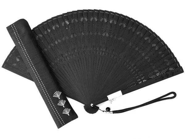 Handfächer Kuroi Taki, Schwarz 8 Handfächer Kuroi Taki, Schwarz – Bild 6