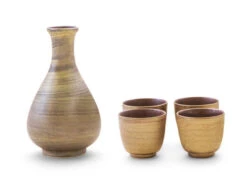 Sake Set Gold, 1 Karaffe, 4 Becher -Japanisches Geschirr Rabatt sake set gold 1 karaffe 4 becher 1